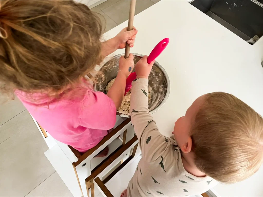 Children making food in the kitchen